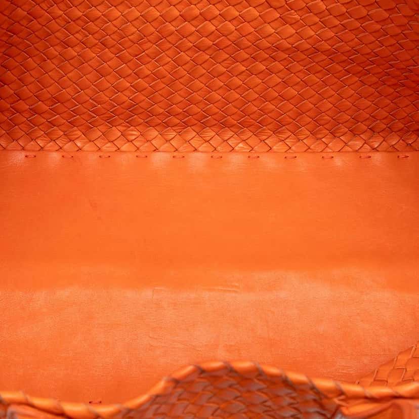 Bottega Veneta Large Lambskin Intreccio Cabat Tote Orange Leather Good condition - Model View
