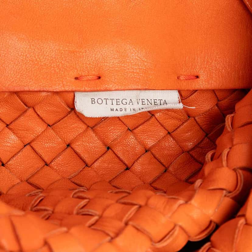 Bottega Veneta Large Lambskin Intreccio Cabat Tote Orange Leather Good condition - Box View