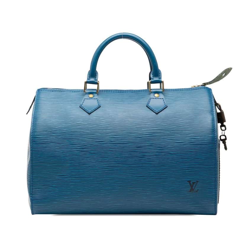 Louis Vuitton Epi Speedy 35 Blue Leather Good condition - Front View