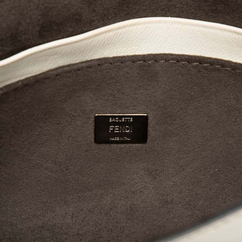 Fendi Micro Nappa Monster Baguette Satchel White Leather Good condition - Box View