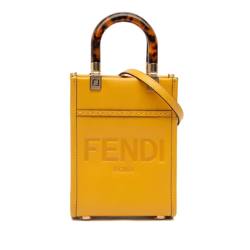 Fendi Mini Leather Sunshine Shopper Tote Yellow Leather Very good condition - Front View
