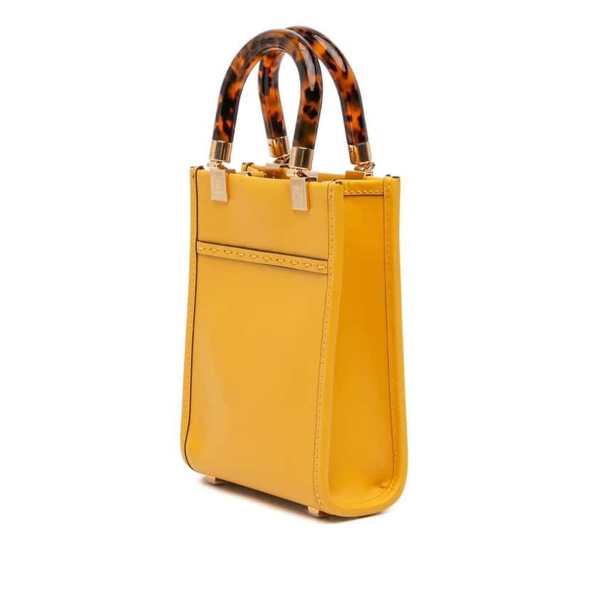 Fendi Mini Leather Sunshine Shopper Tote Yellow Leather Very good condition - Back View