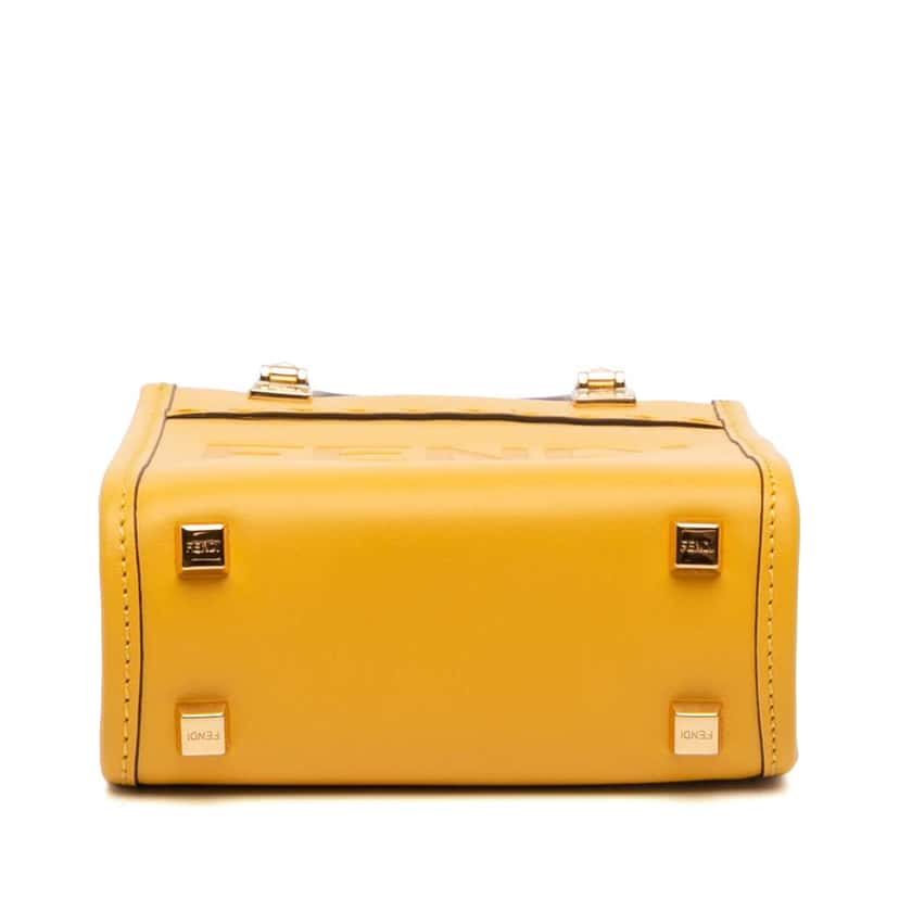 Fendi Mini Leather Sunshine Shopper Tote Yellow Leather Very good condition - Inside View