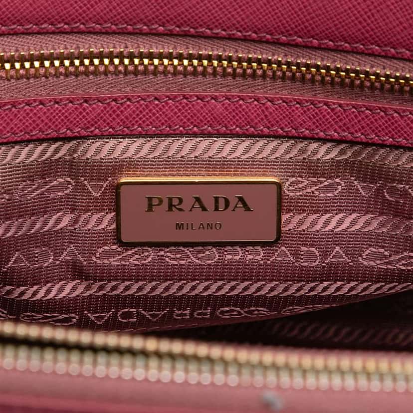 Prada Small Saffiano Lux Galleria Double Zip Satchel Pink Leather Good condition - Box View