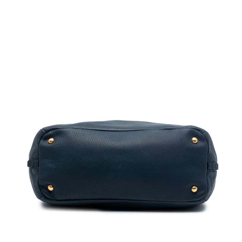 Prada Vitello Daino Side Zip Convertible Tote Blue Leather Good condition - Inside View