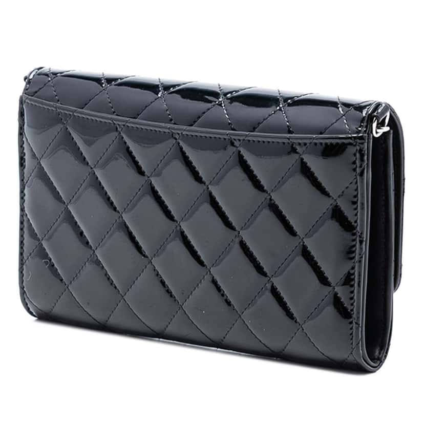 Chanel Classic Patent Wallet On Chain Black Leather Good condition - Back View