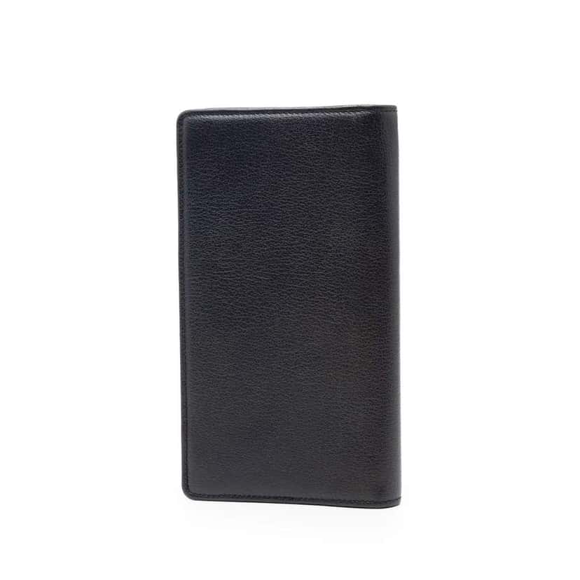 Chanel CC Calfskin Camellia Long Wallet Black Leather Good condition - Back View