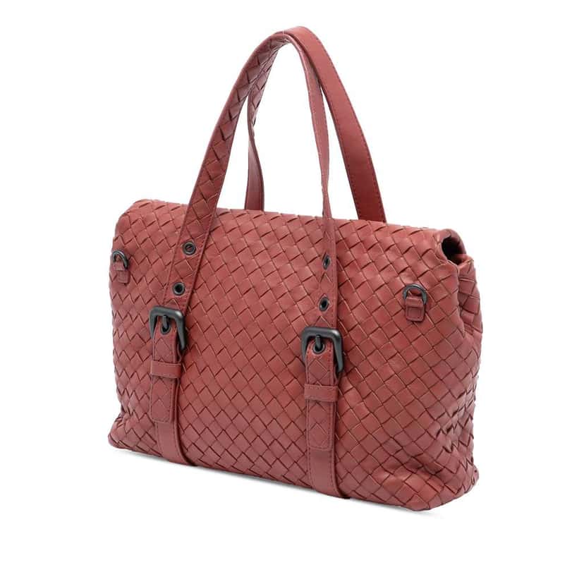 Bottega Veneta Nappa Intrecciato Flap Satchel Orange Leather Good condition - Back View
