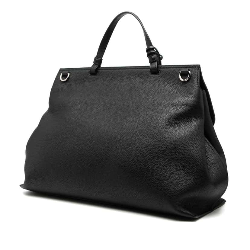 Gucci Large Leather Bamboo Daily Satchel Black Leather Good condition - Back View