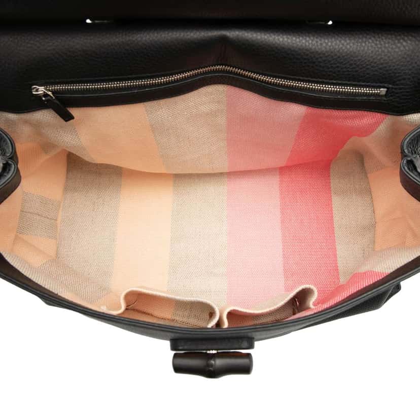 Gucci Large Leather Bamboo Daily Satchel Black Leather Good condition - Model View