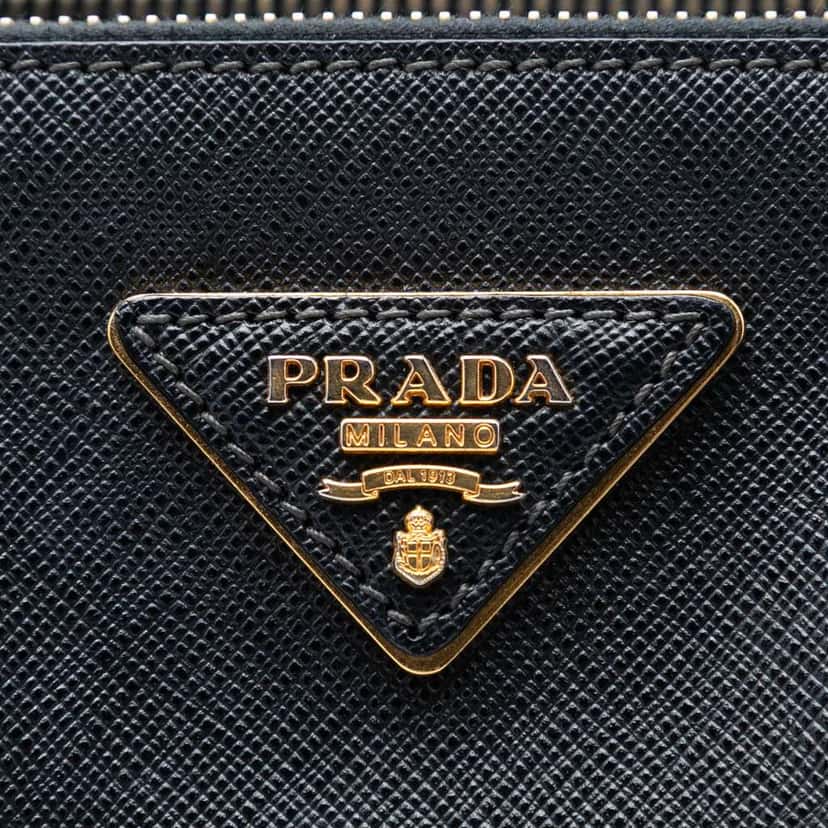 Prada Medium Saffiano Lux Galleria Double Zip Satchel Black Leather Good condition - Box View