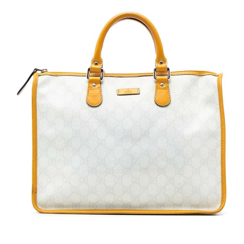 Gucci GG Supreme Satchel White Canvas Very good condition - Front View