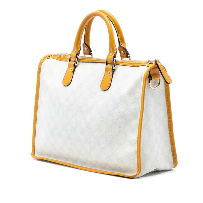 Gucci GG Supreme Satchel White Canvas Very good condition - Back View