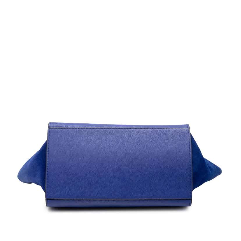 Celine Medium Calfskin and Suede Trapeze Satchel Blue Leather Good condition - Inside View