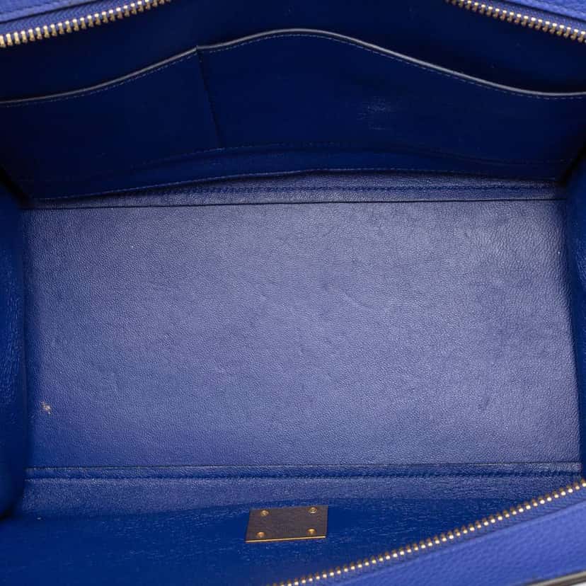 Celine Medium Calfskin and Suede Trapeze Satchel Blue Leather Good condition - Model View