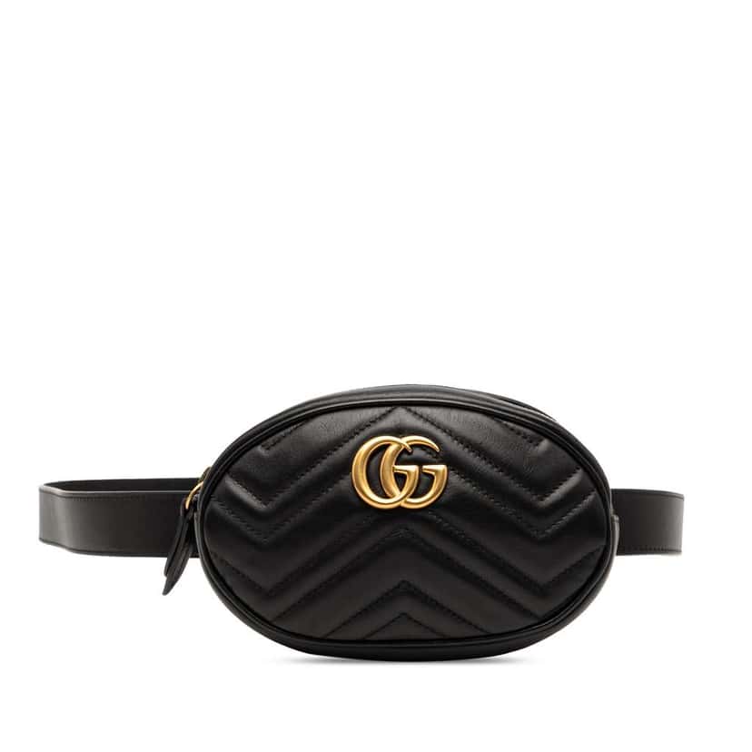 Gucci GG Marmont Matelasse Leather Belt Bag Black Leather Good condition - Front View