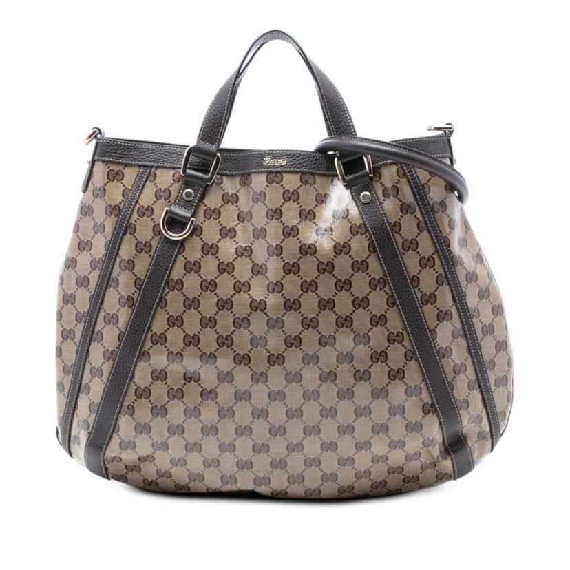 Gucci GG Crystal Abbey D Ring Convertible Tote Brown Canvas Good condition - Front View