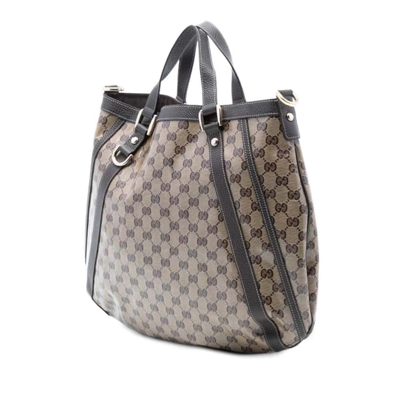 Gucci GG Crystal Abbey D Ring Convertible Tote Brown Canvas Good condition - Back View