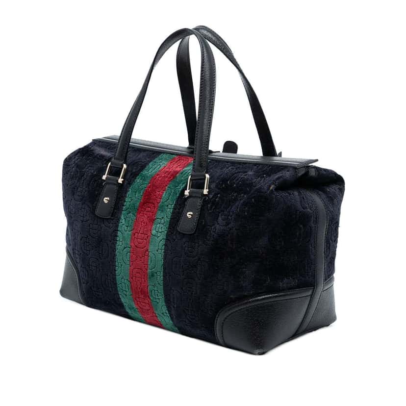 Gucci Horsebit Velvet Web Treasure Boston Bag Black Velvet Good condition - Back View