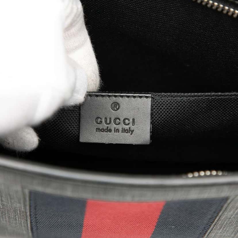 Gucci GG Supreme Web Clutch Black Canvas Good condition - Box View