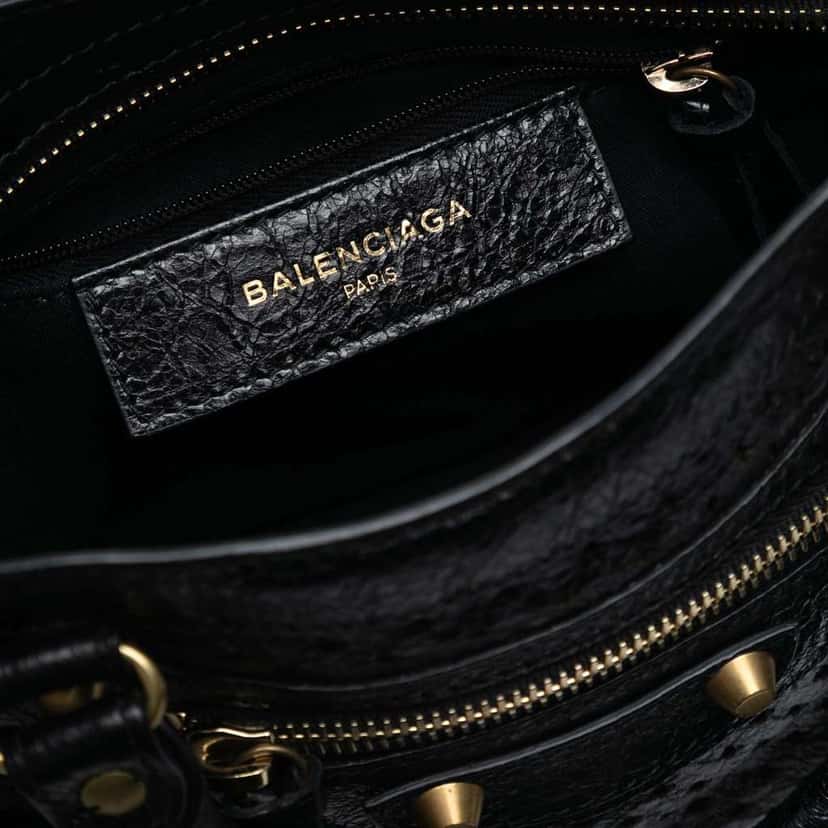 Balenciaga Mini Lambskin Motocross Stadio Laser Cut Cross Classic City Satchel Black Leather Good condition - Box View