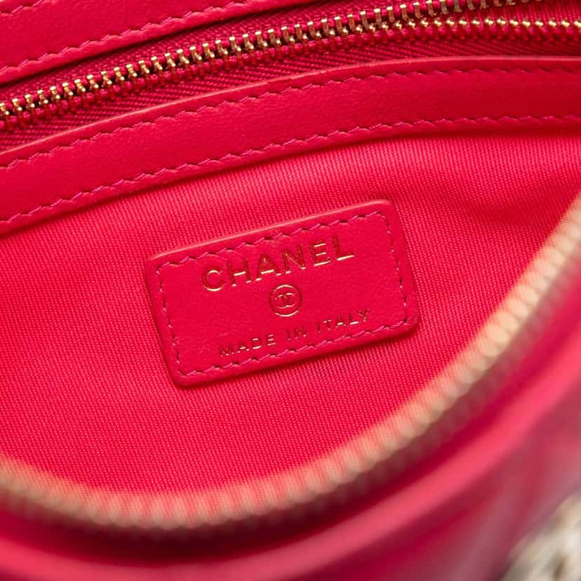 Chanel Medium Quilted Lambskin O Case Clutch Pink Leather Very good condition - Box View