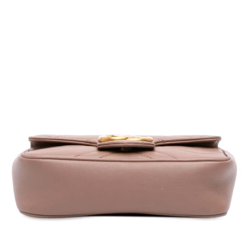 Gucci Mini GG Marmont Matelasse Leather Flap Crossbody Brown Leather Good condition - Inside View