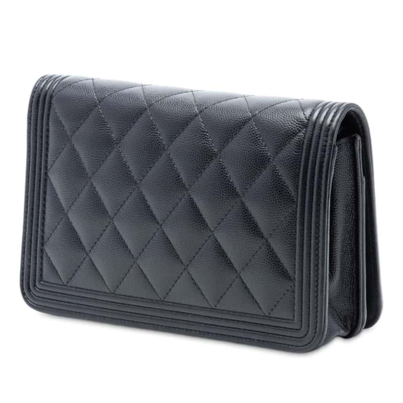 Chanel Quilted Caviar Boy Wallet on Chain Black Leather Good condition - Back View