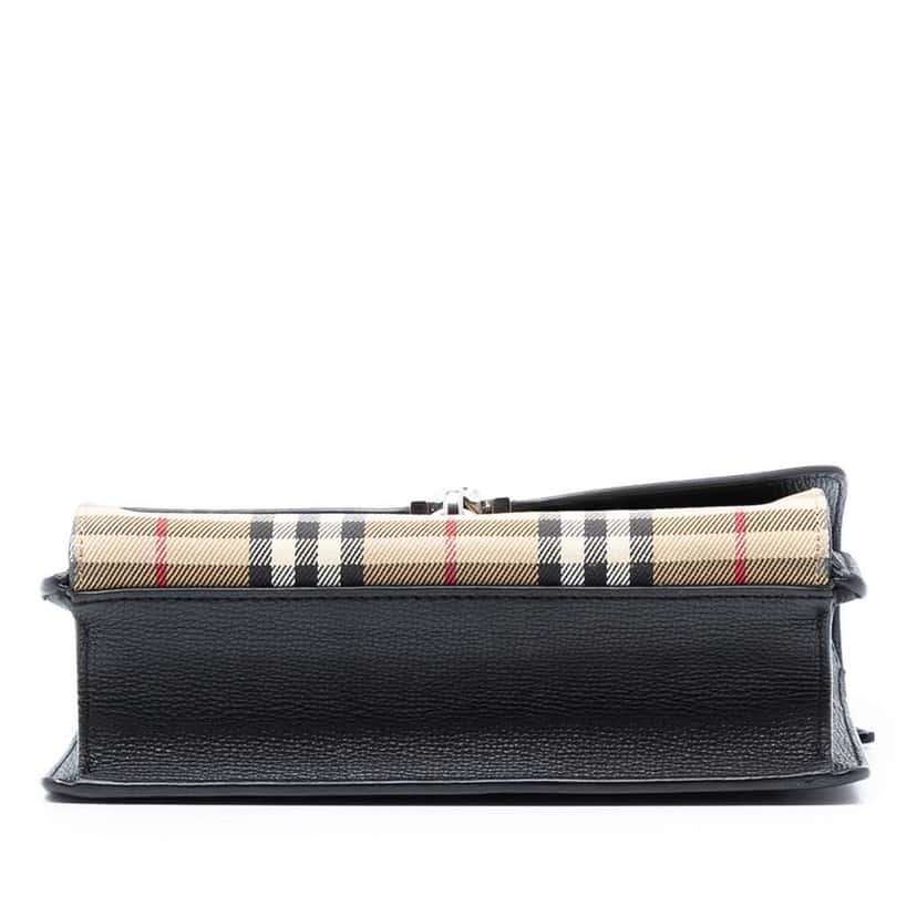 Burberry Small Leather and House Check Canvas Derby Macken Crossbody Black Leather Good condition - Inside View