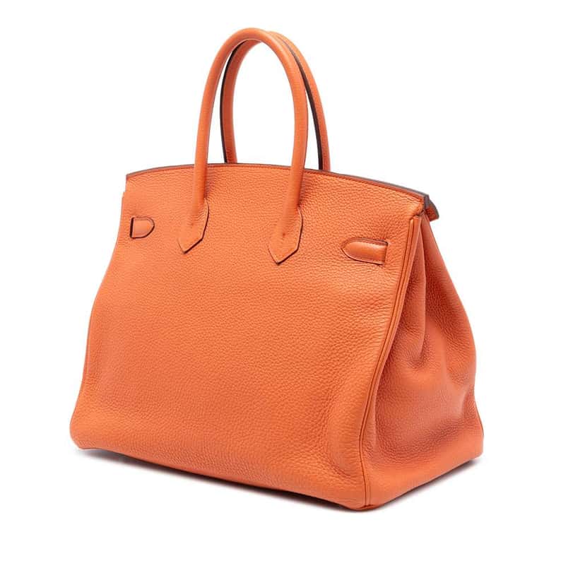 Hermès Togo Birkin Retourne 35 Orange Leather Good condition - Back View