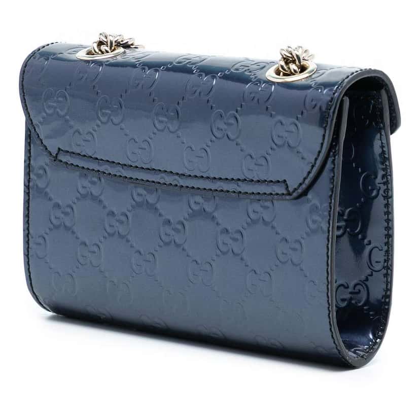 Gucci Mini Patent Guccissima Emily Crossbody Blue Leather Very good condition - Back View