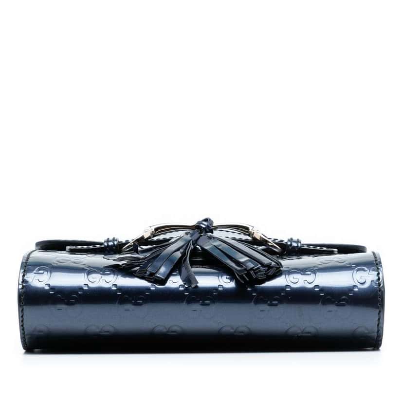 Gucci Mini Patent Guccissima Emily Crossbody Blue Leather Very good condition - Inside View