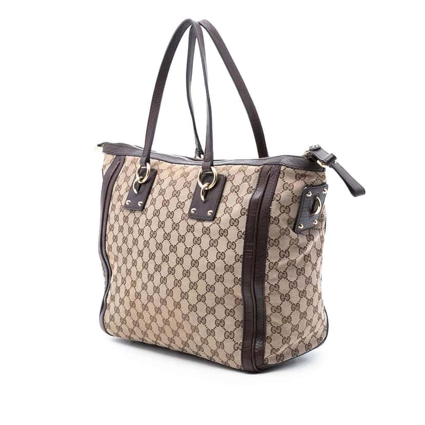Gucci GG Canvas Charm Satchel Brown Canvas Good condition - Back View