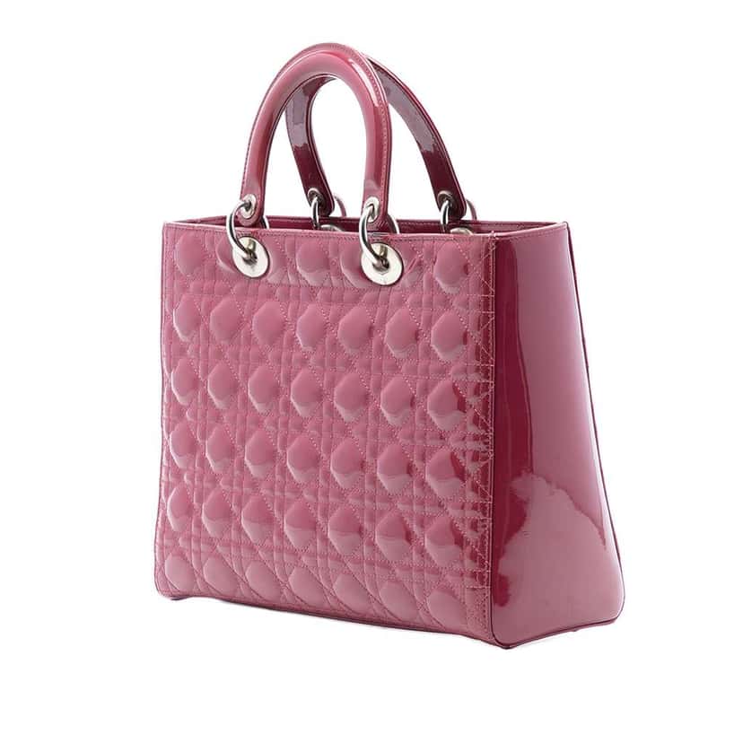 Dior Large Patent Cannage Lady Dior Red Leather Very good condition - Back View