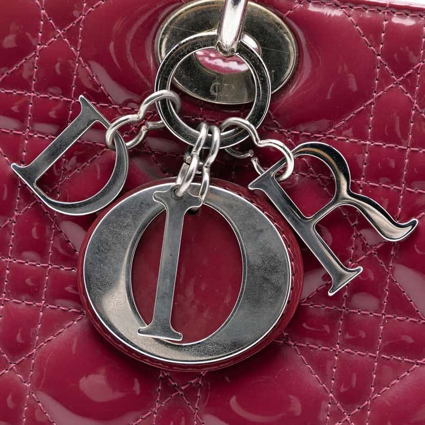 Dior Large Patent Cannage Lady Dior Red Leather Very good condition - Box View