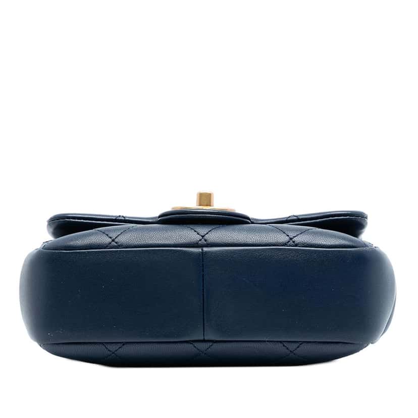 Chanel Mini Quilted Lambskin In The Loop Flap Blue Leather Good condition - Inside View