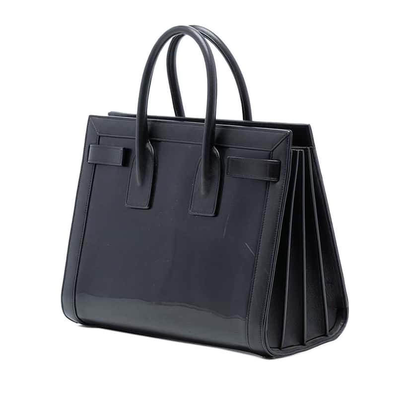 Saint Laurent Small Patent Sac De Jour Satchel Black Leather Good condition - Back View