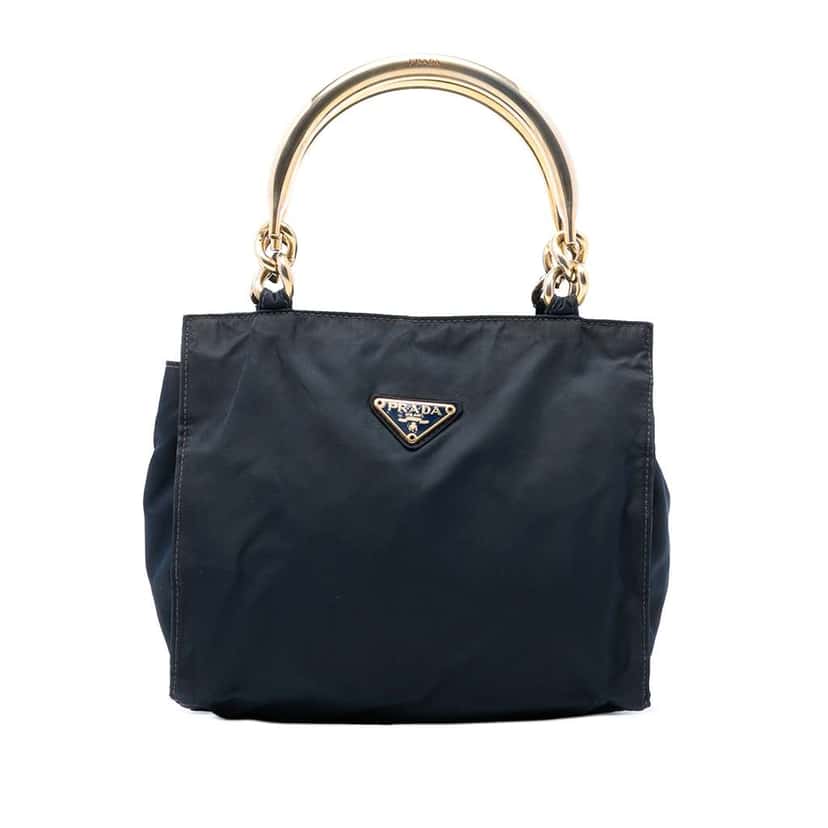 Prada Tessuto Metal Handle Bag Blue Very good condition - Front View