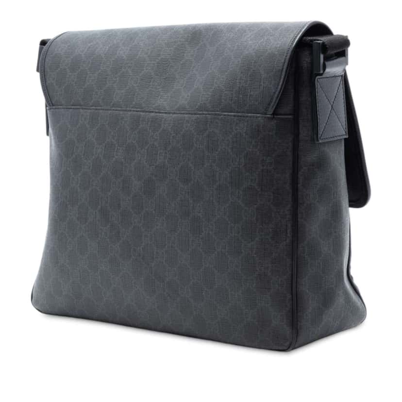 Gucci GG Supreme Flap Messenger Bag Grey Canvas Good condition - Back View