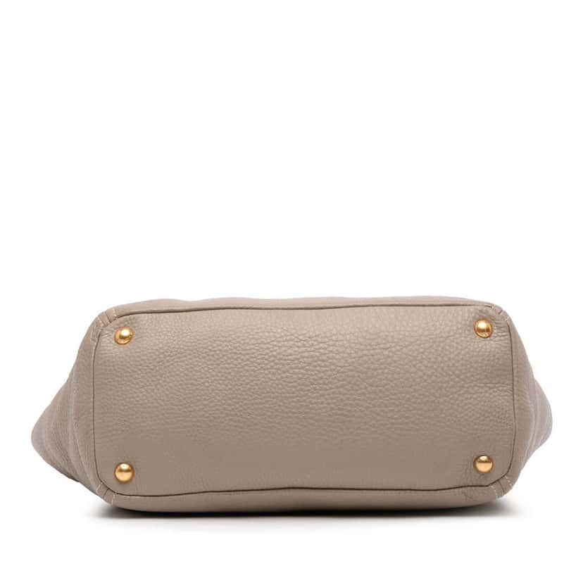 Prada Vitello Daino Side Pocket Convertible Tote Grey Leather Good condition - Inside View