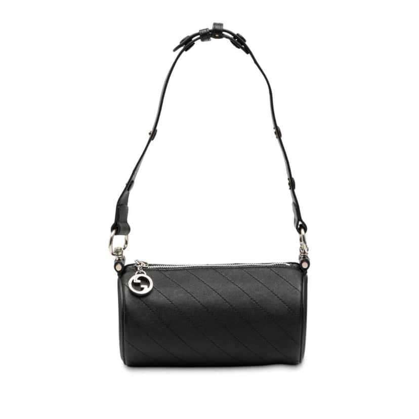 Gucci Mini Leather Blondie Barrel Shoulder Bag Black Leather Very good condition - Front View