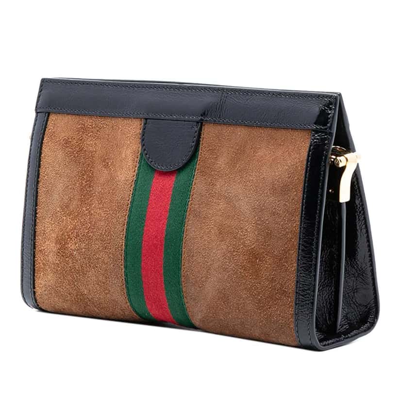 Gucci Small Suede Ophidia Chain Crossbody Brown Leather Good condition - Back View