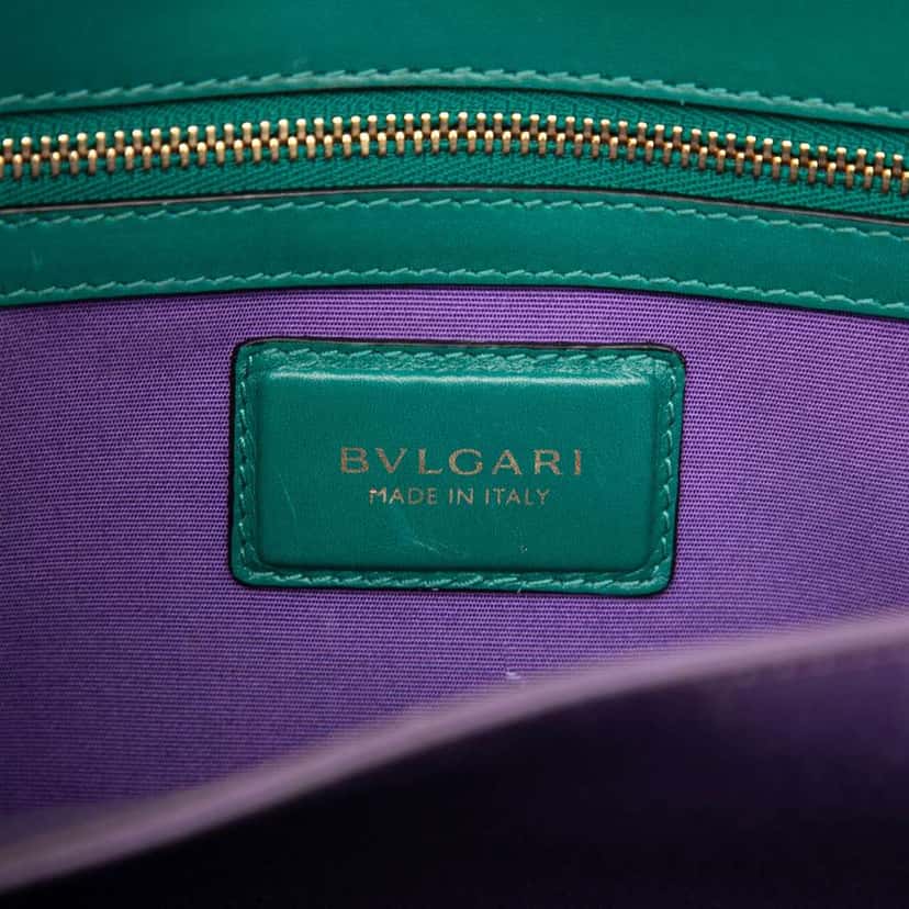 Bvlgari Small Calfskin Serpenti Forever Top Handle Bag Green Leather Good condition - Box View