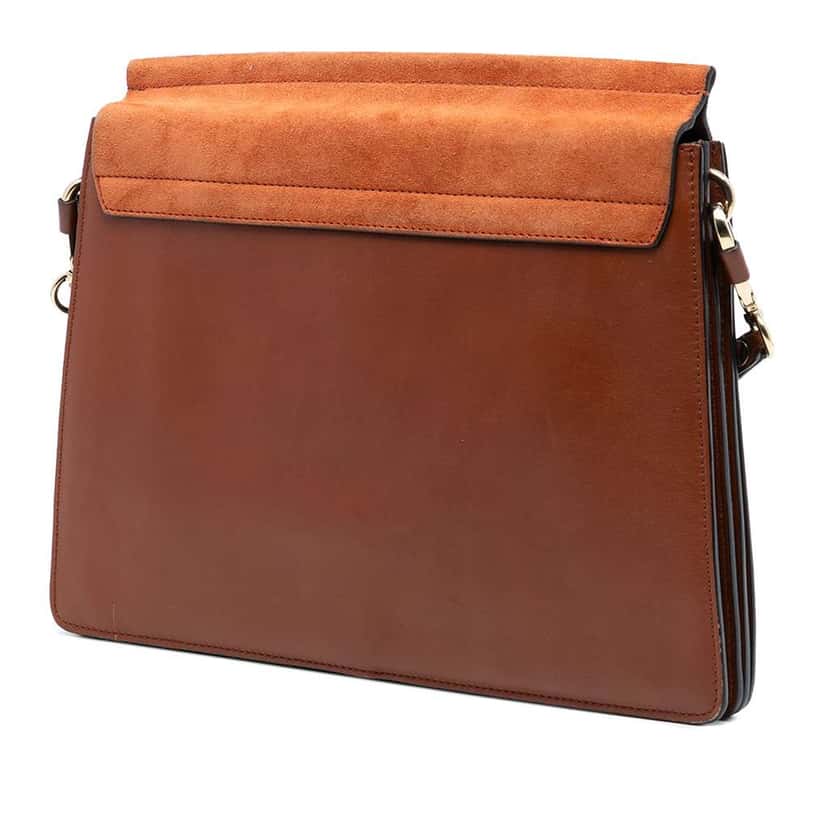 Chloé Medium Calfskin and Suede Faye Crossbody Brown Leather Good condition - Back View