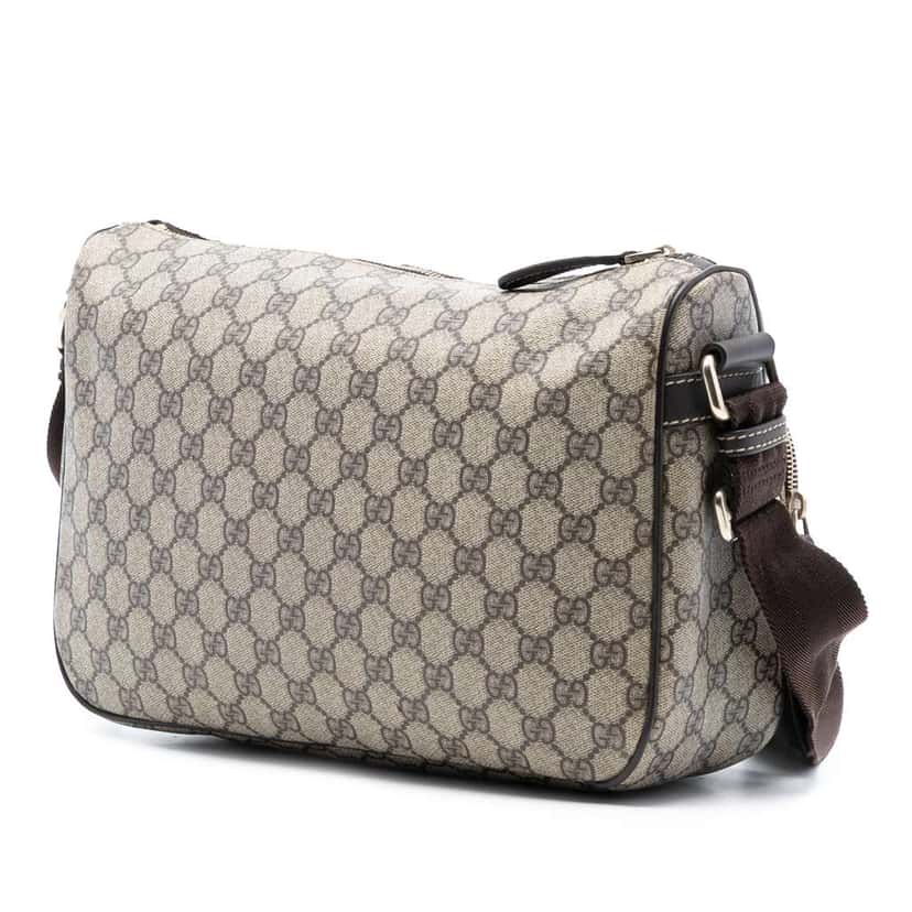 Gucci GG Supreme Double Pocket Crossbody Brown Canvas Good condition - Back View