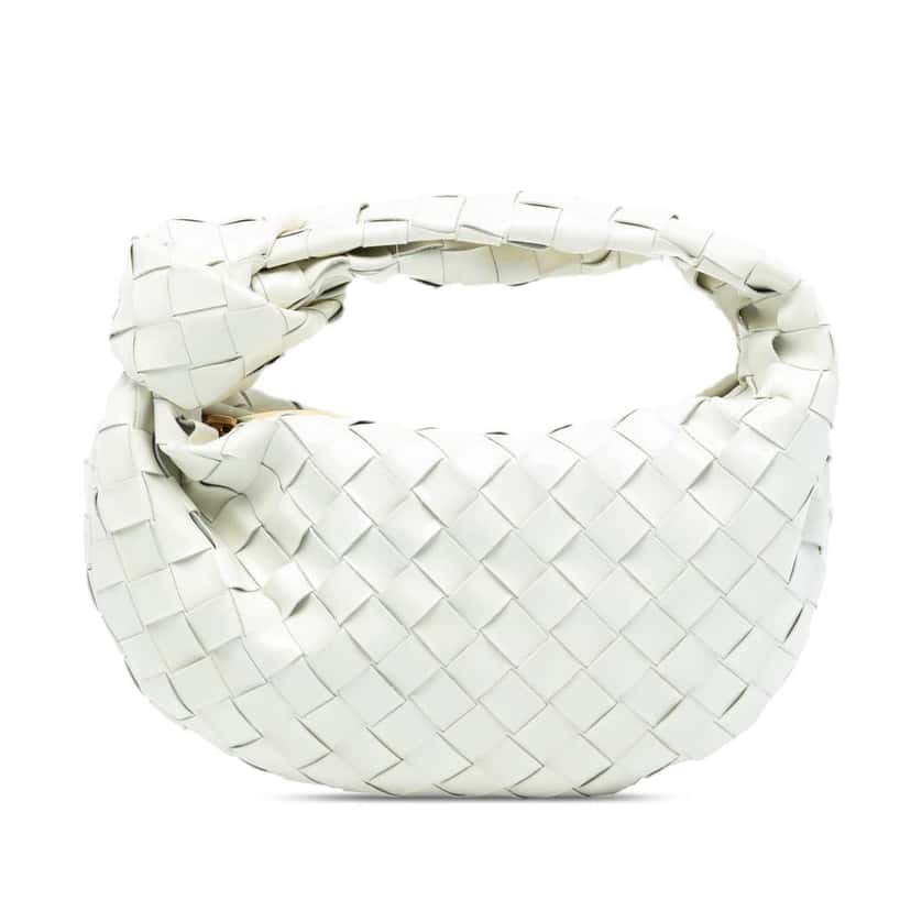 Bottega Veneta Mini Nappa Intrecciato Jodie White Leather Good condition - Front View