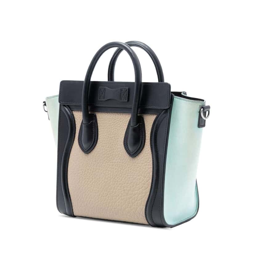 Celine Nano Tricolor Nubuck and Drummed Calfskin Luggage Tote Brown Leather Good condition - Back View