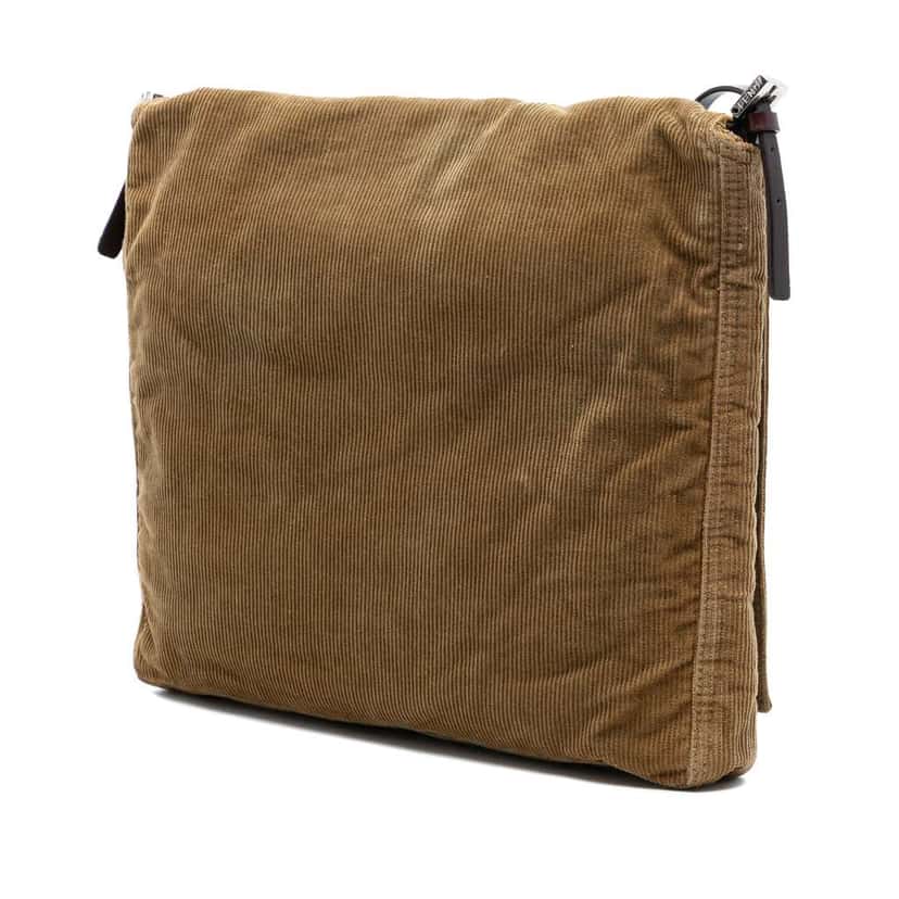 Fendi Corduroy Shoulder Bag Brown Velvet Very good condition - Back View