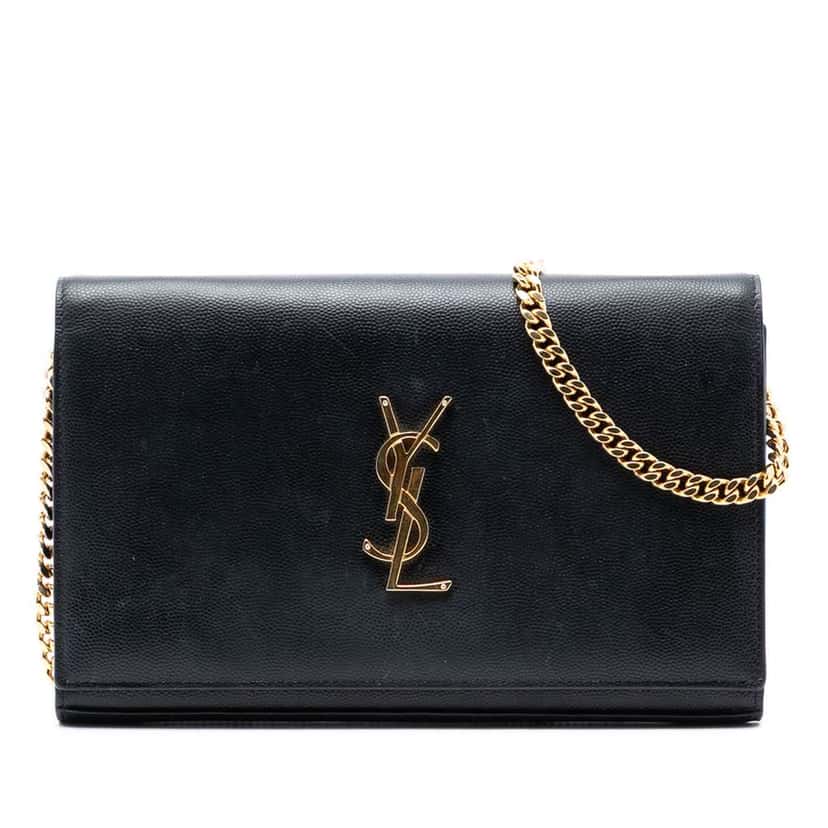 Saint Laurent Medium Grain De Poudre Monogram Kate Crossbody Black Leather Good condition - Front View