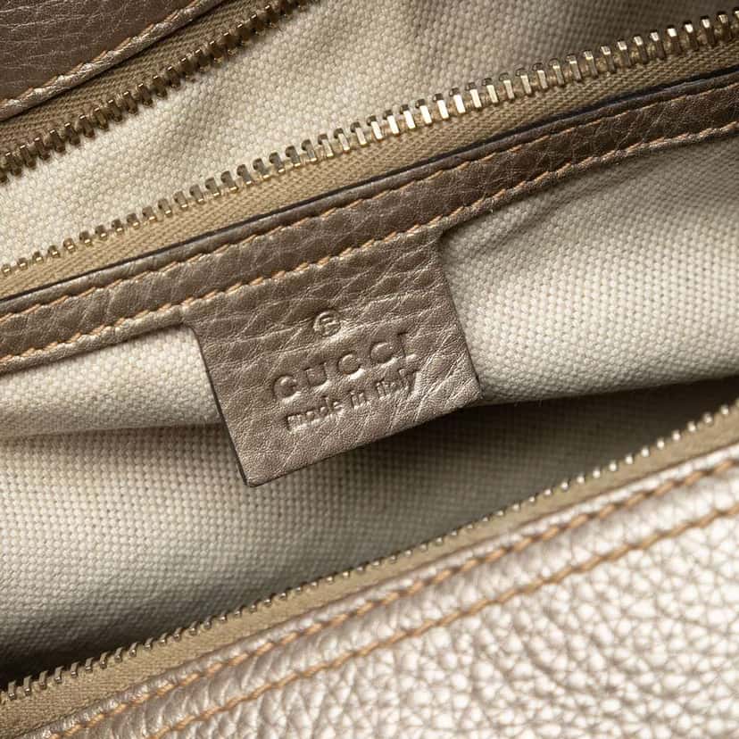 Gucci Medium Calfskin Bamboo Shopper Boston Bag Gold Leather Very good condition - Box View
